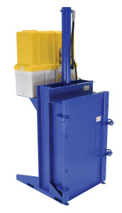 Vestil Steel Hydraulic Drum Crusher and Compactor - 208 Volt Three Phase 38,000 lbs Crushing Force - Blue