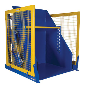 Vestil Steel Electric Hydraulic Box Dumper - 60 In. Dump Height 6,000 lb - Blue