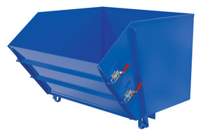 Vestil Steel Light Duty Self Dumping Hopper with Fold Down Front - 1-1/2 Cubic Yard 2000 lb - Blue