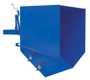 Vestil Steel Light Duty Self Dumping Hopper with Fold Down Front - 1-1/2 Cubic Yard 2000 lb - Blue