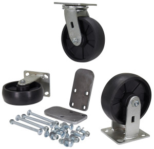 Vestil Glass Filled Nylon Caster Kit - 6 In. x 2 In. 3,600 lb - Black