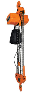 Vestil Steel Economy Chain Hoist with Chain Container - 1 Phase 10000 lb - Orange