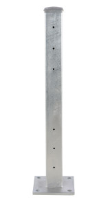 Vestil Galvanized Steel Rigid Tube Post Drop In - 42 In. For 3 Ribbed Drop In Style Guard Rails - Gray