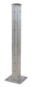 Vestil Galvanized Steel Rigid Tube Post Drop In - 42 In. For 3 Ribbed Drop In Style Guard Rails - Gray