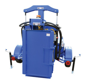 Vestil Steel Mobile Gasoline Powered Drum Crusher - 138-3/8 In. x 83-1/4 In. x 105-5/8 In. - Blue