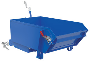 Vestil Steel Light Duty Self Dumping Hopper with Fold Down Front - 1/4 Cubic Yard 2000 lb - Blue