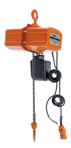 Vestil Steel Economy Chain Hoist with Chain Container - 1 Phase 1000 lb - Orange