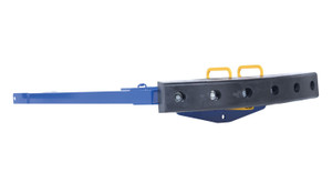 Vestil Steel Fork Truck Hook Base - 38 In. Length With Steel/Rubber Push Bumper-Attachment to 2 In. Receiver 15 In. x 28 In. x 5-3/4 In - Blue/Yellow