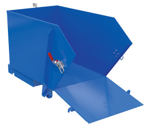 Vestil Steel Light Duty Self Dumping Hopper with Fold Down Front - 1/2 Cubic Yard 2000 lb - Blue