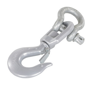 Vestil Steel Swivel Hook with Shackle - 6,000 lb - Silver