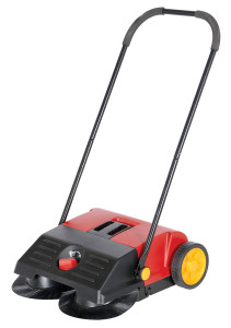 Vestil Plastic/Steel Small Gear Driven Manual Brush Sweeper - 6 Gallon - Red/Black
