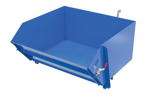 Vestil Steel Heavy Duty Self Dumping Hopper with Fold Down Front - 1 Cubic Yard 6000 lb - Blue
