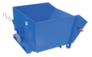 Vestil Steel Heavy Duty Self Dumping Hopper with Fold Down Front - 1 Cubic Yard 6000 lb - Blue
