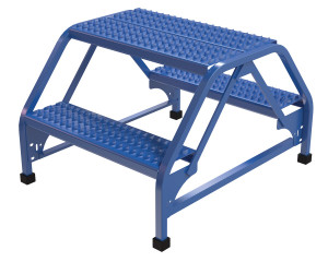 Vestil Steel Double Sided Ladder - 2 Grip Strut 23-9/16 In. Step Width 350 lb - Blue
