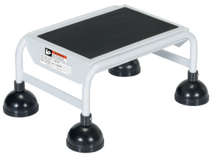 Vestil Steel Commercial Spring Loaded Ladder - 1 Step 16 In. Wide with Anti-Slip Rubber Mat 300 lb - White