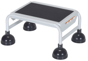 Vestil Steel Commercial Spring Loaded Ladder - 1 Step 16 In. Wide with Anti-Slip Rubber Mat 300 lb - White