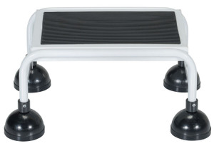 Vestil Steel Commercial Spring Loaded Ladder - 1 Step 16 In. Wide with Anti-Slip Rubber Mat 300 lb - White