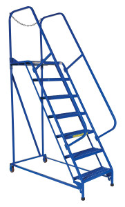 Vestil Steel Maintenance Ladder - 58 Degree 7 Grip Strut 24 In. Step Width 350 lb - Blue