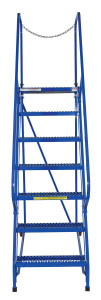 Vestil Steel Maintenance Ladder - 58 Degree 7 Grip Strut 24 In. Step Width 350 lb - Blue
