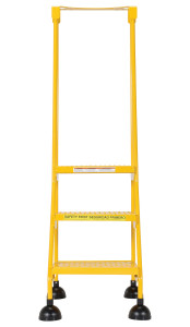 Vestil Steel Commercial Spring Loaded Ladders - 58 Degree 3 Perforated 16 In. Step Width 300 lb - Yellow