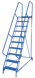 Vestil Steel Maintenance Ladder - 58 Degree 10 Perforated 24 In. Step Width 350 lb - Blue