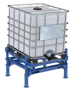 Vestil Steel Intermediate Bulk Container Tilt Stand with Fork Pockets and Adjustable Legs - 48-1/2 In. x 49-1/2 In. 4400 lb - Blue