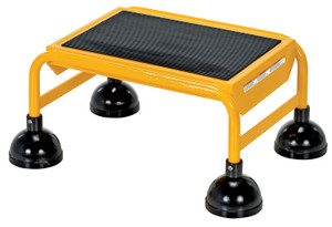 Vestil Steel Commercial Spring Loaded Ladder - 1 Step 16 In. Wide with Anti-Slip Rubber Mat 300 lb - Yellow
