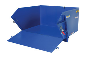 Vestil Steel Light Duty Self Dumping Hopper with Fold Down Front - 1 Cubic Yard 2000 lb - Blue