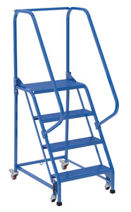 Vestil Steel Standard Slope Ladder - 58 Degree 4 Perforated 23-9/16 In. Step 350 lb - Blue