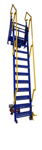 Vestil Steel Folding Mezzanine Ladder with - 115V Power Storage 120 In. Mezzanine Height 23-5/8 In. Step Width 350 lb - Blue and Yellow