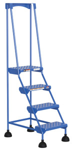 Vestil Steel Commercial Spring Loaded Ladders - 58 Degree 4 Perforated 16 In. Step Width 300 lb - Blue