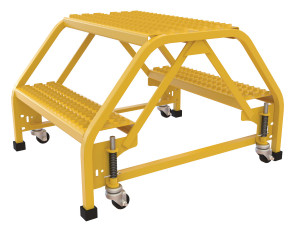 Vestil Steel Double Sided Step Ladder - 2 Grip Strut 23-9/16 In. Step Width 350 lb - Yellow