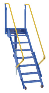 Vestil Steel Folding Mezzanine Ladder - 72 In. Mezzanine Height 24-1/4 In. Step Width 350 lb - Blue
