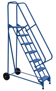 Vestil Steel Roll-A-Fold Ladder - 58 Degree 7 Perforated 16-13/16 In. Step Width 350 lb - Blue