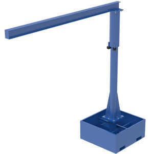 Vestil Steel Portable Jib Crane with Empty Base - 10 Ft. I-Beam 250 lb - Blue