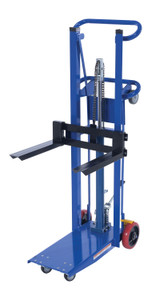 Vestil Steel Hydra Lift Cart with Forks - 18 In. x 23 In. Platform 750 lb - Blue