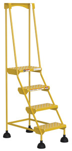 Vestil Steel Commercial Spring Loaded Ladders - 58 Degree 4 Perforated 16 In. Step Width 300 lb - Yellow