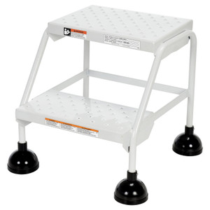 Vestil Steel Commercial Spring Loaded Ladders - 58 Degree 2 Perforated 16 In. Step Width 300 lb - White