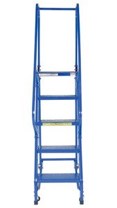 Vestil Steel Standard Slope Ladder - 58 Degree 5 Perforated 16-13/16 In. Step Width 350 lb - Blue