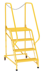 Vestil Steel Maintenance Ladder - 58 Degree 4 Perforated 24 In. Step Width 350 lb - Yellow