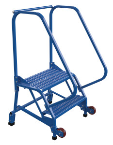 Vestil Steel Tip N Roll Ladder - 58 Degree 2 Grip Strut 24 In. Step Width 350 lb - Blue