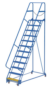 Vestil Steel Standard Slope Ladder - 58 Degree 12 Perforated 30-1/4 In. Step Width 350 lb - Blue