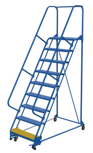 Vestil Steel Standard Slope Ladder - 58 Degree 9 Grip Strut 30-1/4 In. Step Width 350 lb - Blue