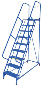 Vestil Steel Maintenance Ladder - 58 Degree 9 Perforated 24 In. Step Width 350 lb - Blue