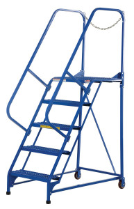 Vestil Steel Maintenance Ladder - 58 Degree 5 Grip Strut 24 In. Step Width 350 lb - Blue