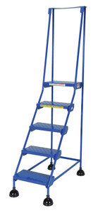 Vestil Steel Commercial Spring Loaded Ladders - 58 Degree 5 Perforated 16 In. Step Width 300 lb - Blue