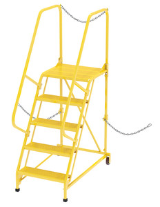 Vestil Steel Semi-Trailer Access Ladder - 58 Degree 5 Perforated 24 In. Step Width 350 lb - Yellow