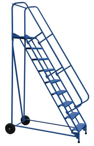 Vestil Steel Roll-A-Fold Ladder - 58 Degree 9 Perforated 23-9/16 In. Step Width 350 lb - Blue