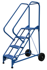 Vestil Steel Roll-A-Fold Ladder - 50 Degree 4 Perforated 16-13/16 In. Step Width 350 lb - Blue