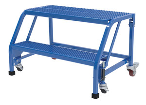 Vestil Steel Standard Slope Ladder No Rail - 58 Degree 2 Perforated 30-1/4 In. Step Width 350 lb - Blue